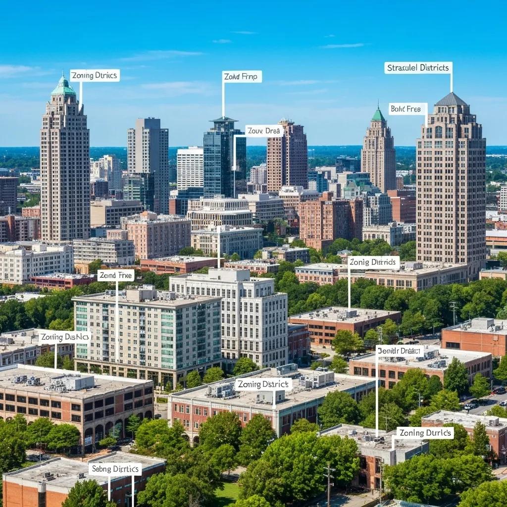 Atlanta cityscape highlighting zoning districts and structural design elements