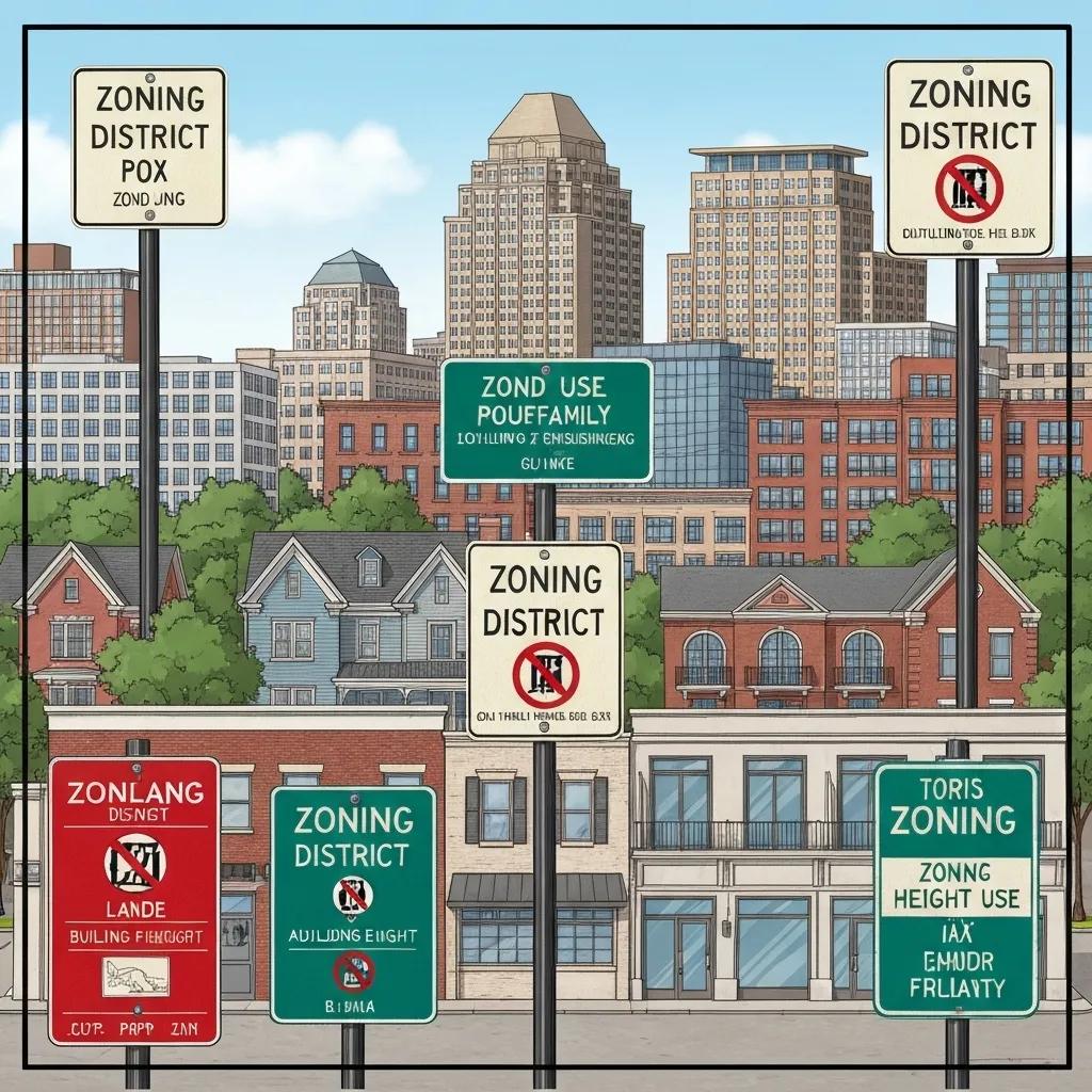 Atlanta zoning district signs with varied building types illustrating structural design needs