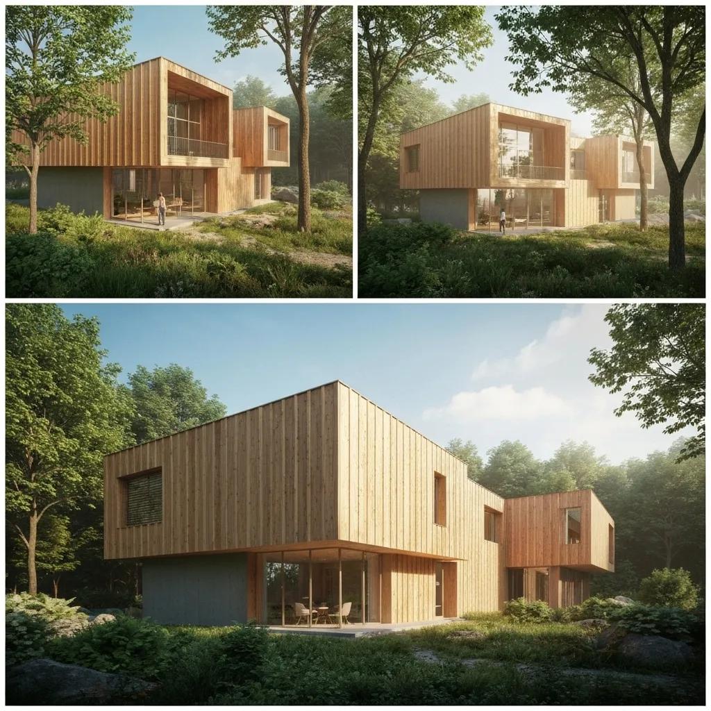 Eco-friendly building made from sustainable materials in a natural setting