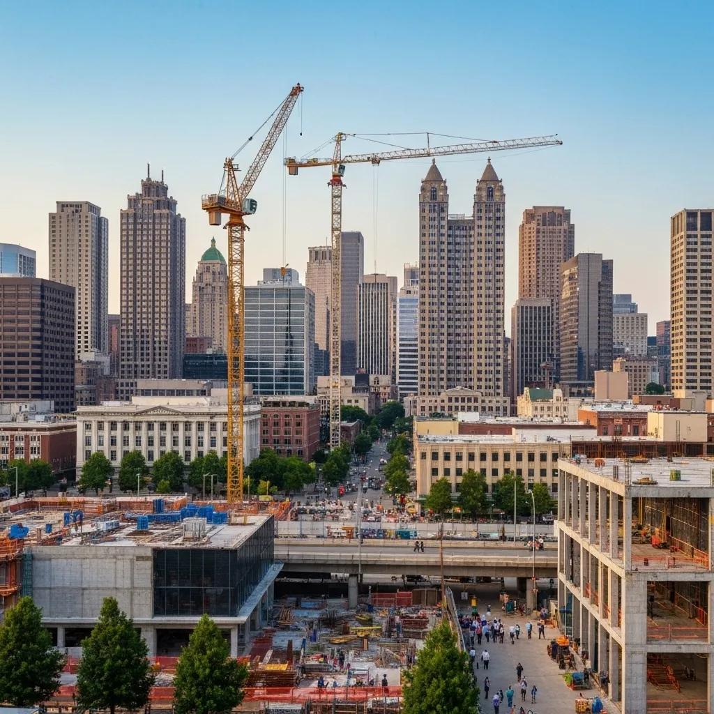 Atlanta city skyline featuring a mix of historic and modern buildings, symbolizing structural design methods